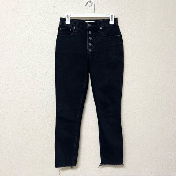 Abercrombie & Fitch The Skinny High Rise Denim Black Jeans Buttonfly Size 26/2R - Picture 1 of 5